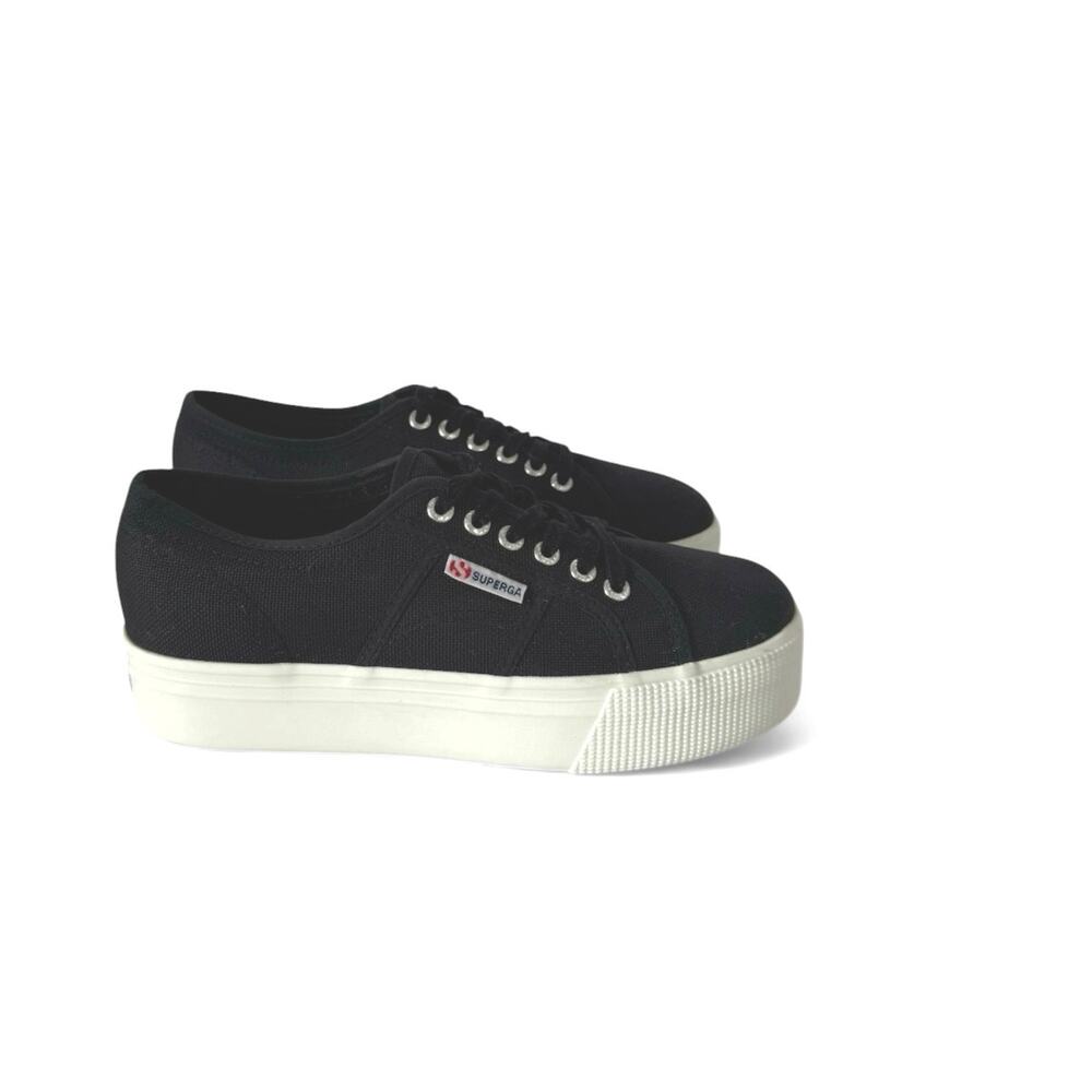 Superga 2790 Women’s Platform Lace Up Sneakers Size 40 US 9 Black Canvas